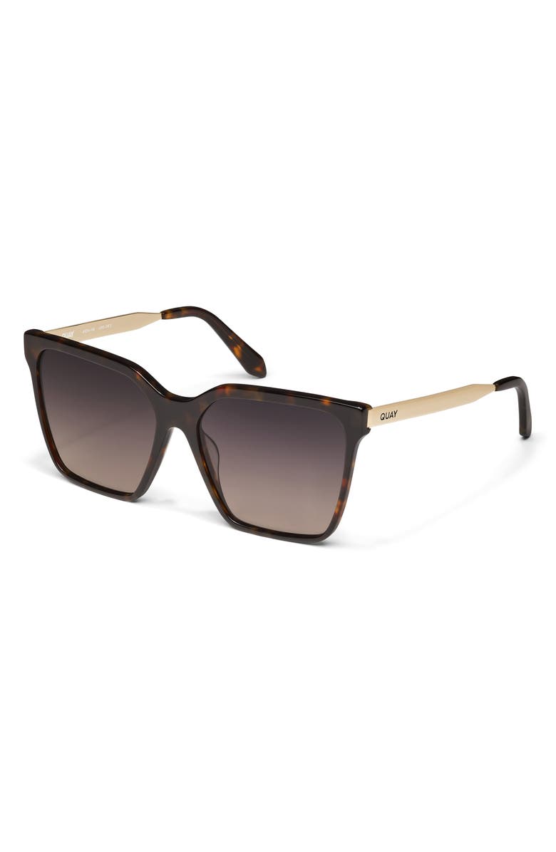 QUAY Level Up Remixed 61mm Gradient Square Sunglasses, Alternate, color, Neutral Tort/ Smoke Taupe