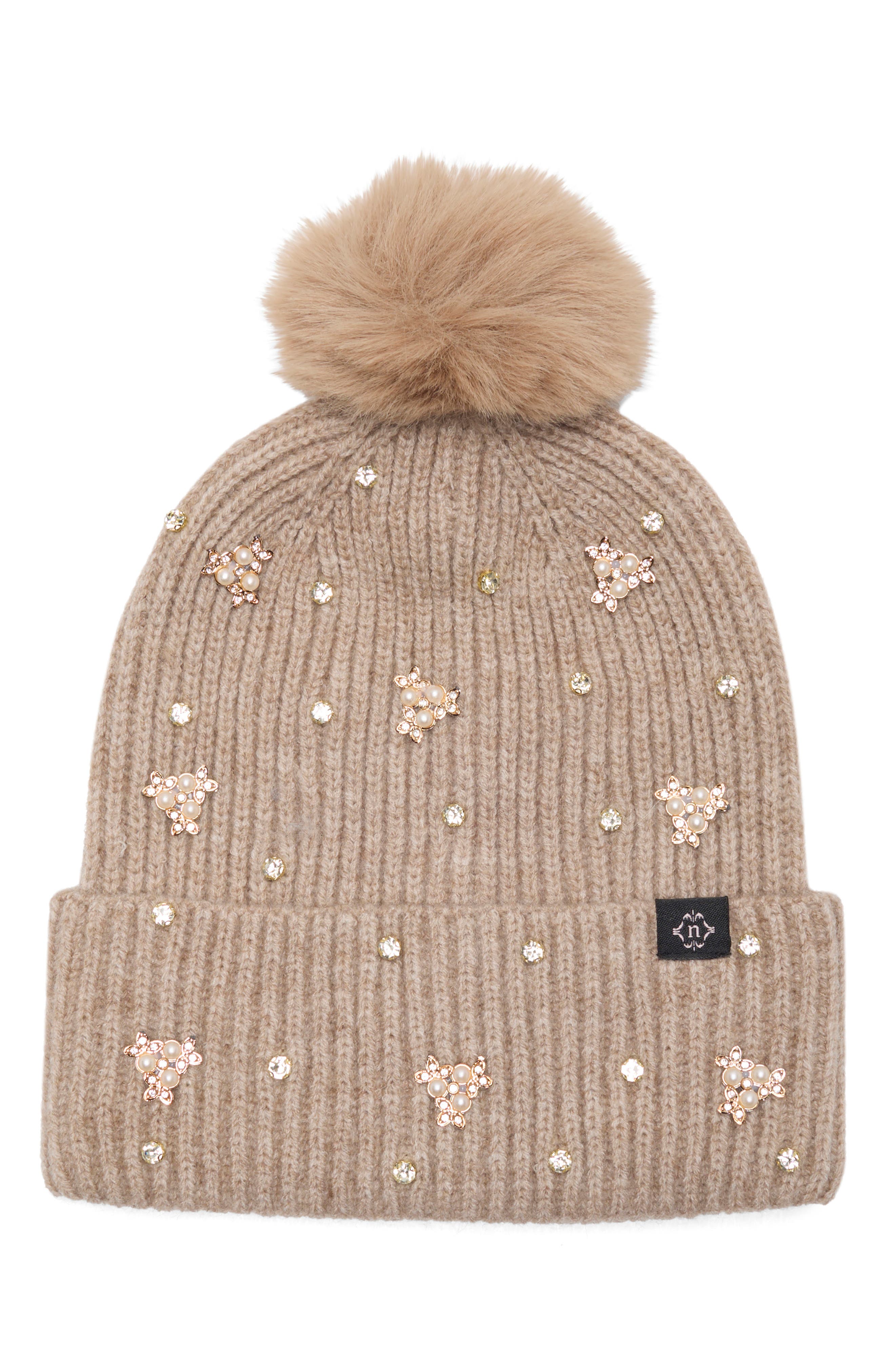 Mixed Metallic Pom Beanie