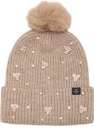 Nanette Lepore Mixed Metallic Pom Beanie