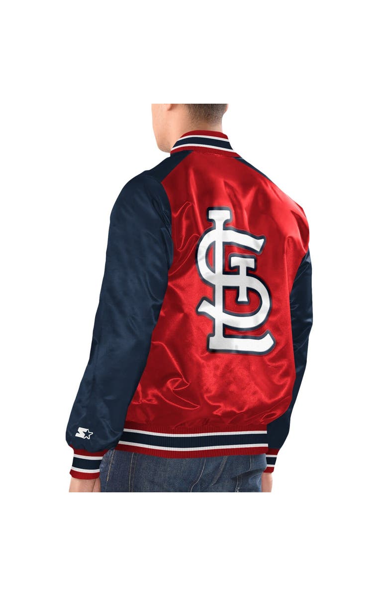 STARTER Men's Starter Red/Navy St. Louis Cardinals Varsity Satin Full-Snap Jacket, Alternate, color, Red