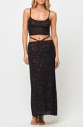 LSPACE Last Light Sequin Cover-Up Maxi Sweater Skirt