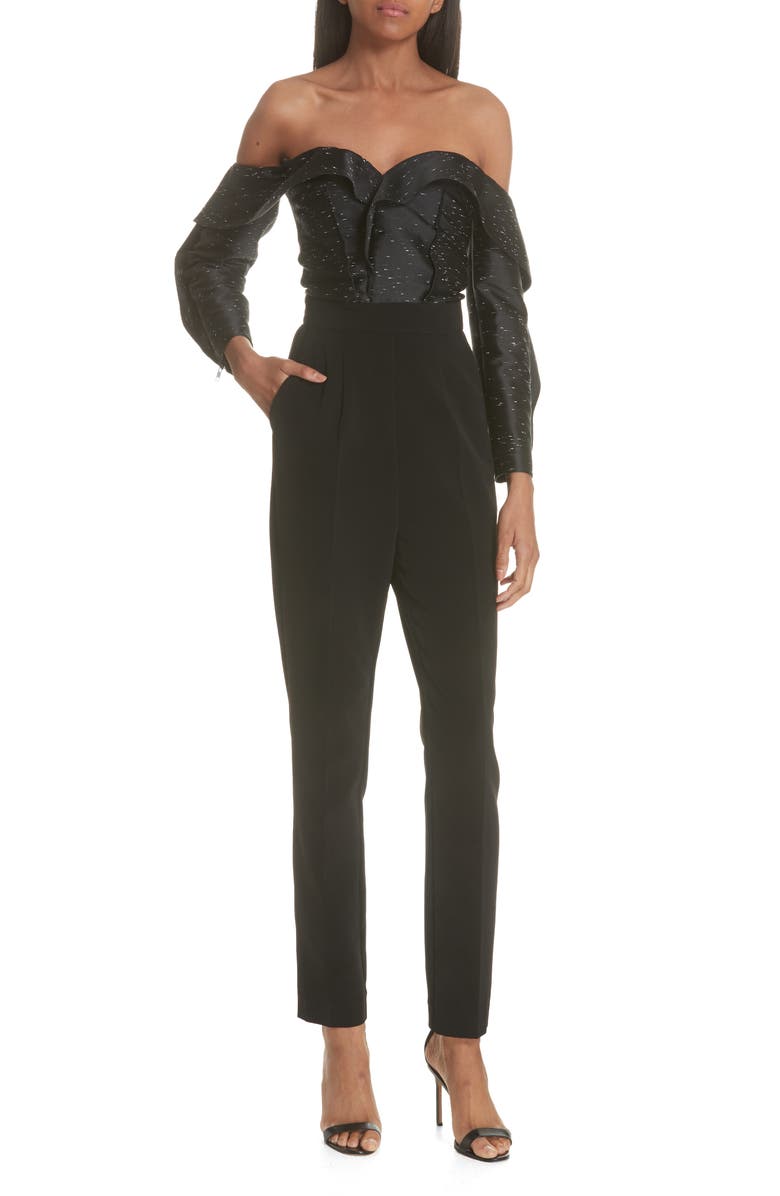 Self-Portrait Midnight Jacquard Jumpsuit, Main, color,