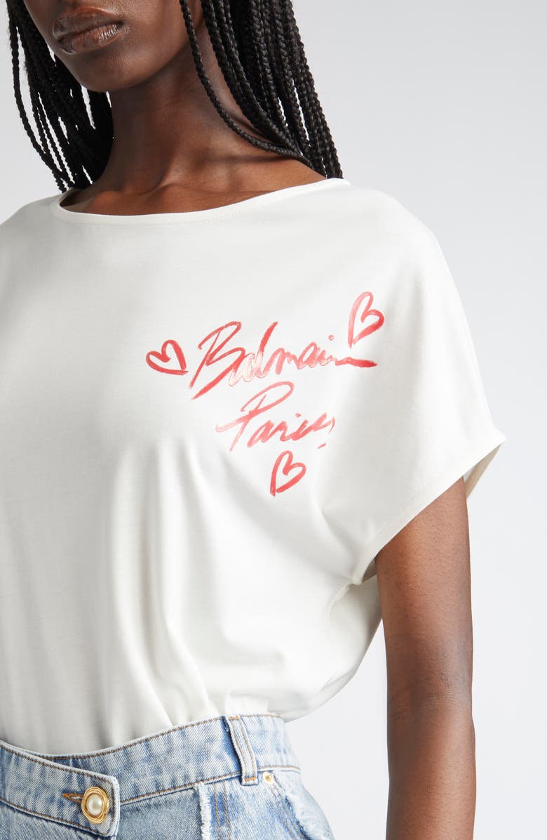 Balmain Lipstick Logo Graphic T-Shirt, Alternate, color, 