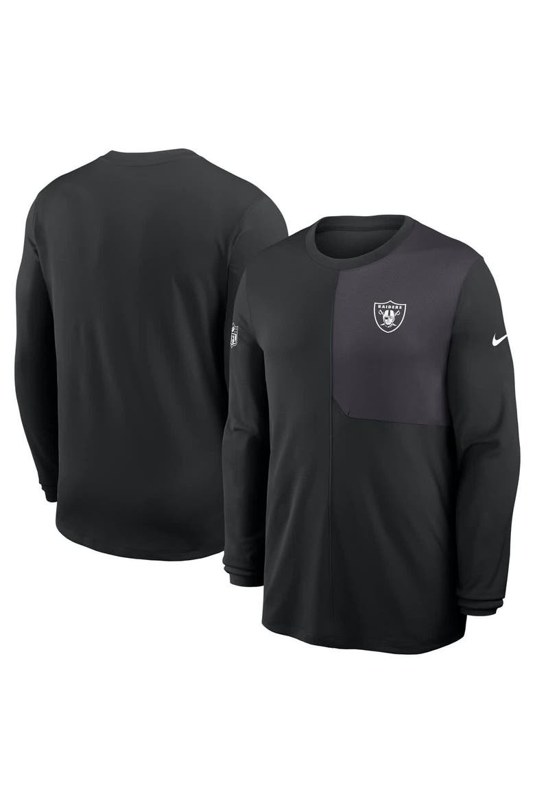 Men's Nike Black Las Vegas Raiders Sideline Coach UV Performance Long Sleeve T-Shirt, Alternate, color, Black