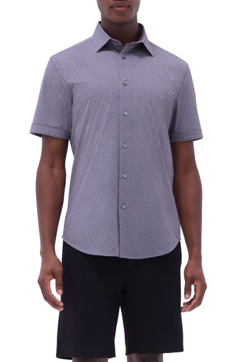 Miles OoohCotton® Geometric Print Short Sleeve Button-Up Shirt