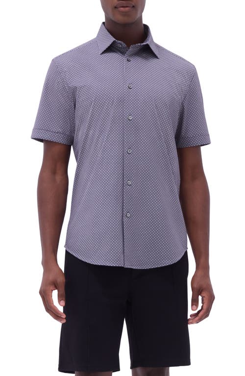 Bugatchi Miles Ooohcotton® Geometric Print Short Sleeve Button-up Shirt In Black
