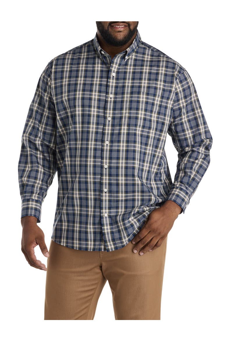 Big & Tall Large Plaid Sport Shirt V2, Alternate, color, NAVY