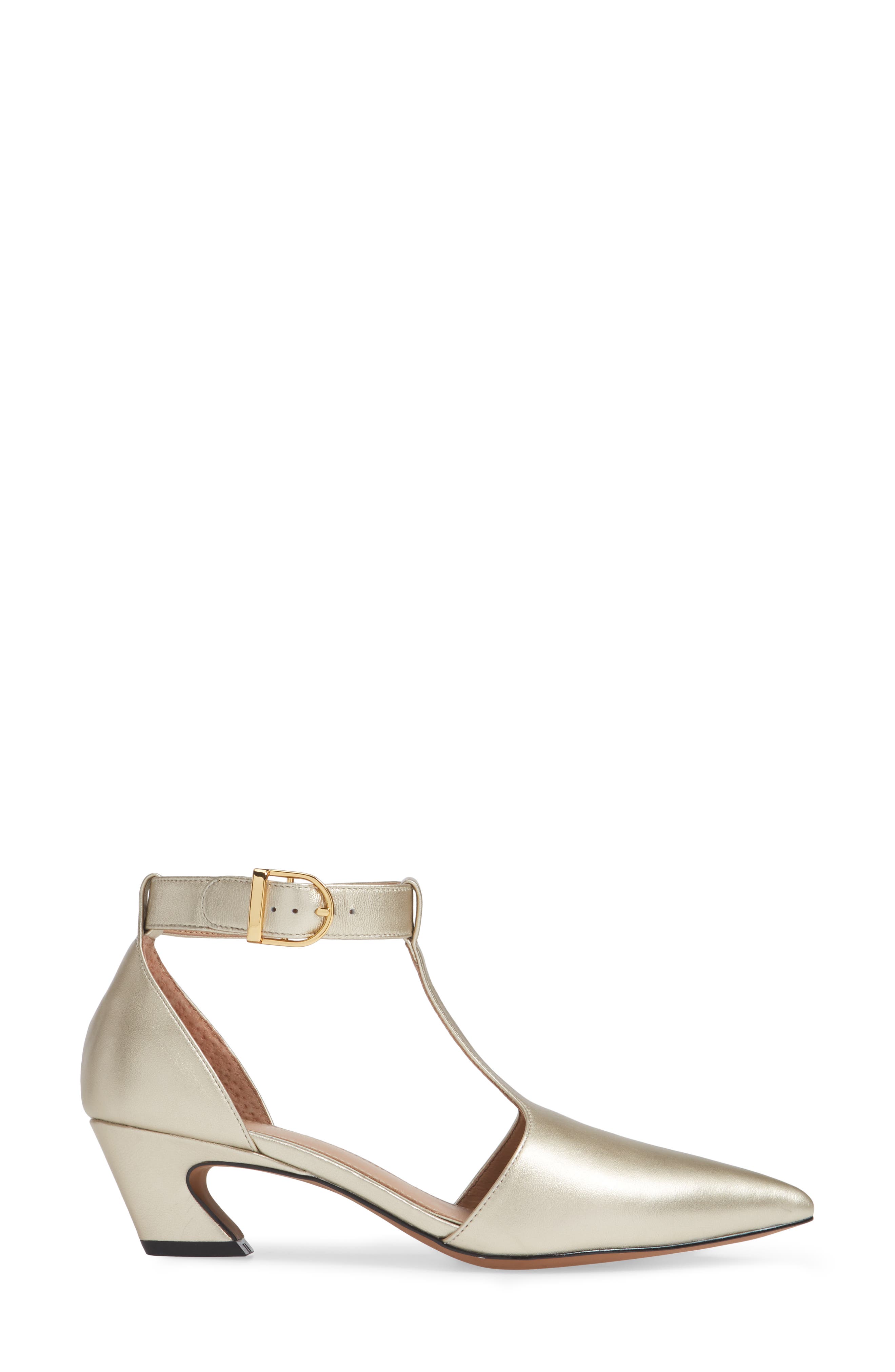 Greta T-Strap Pump, Alternate, color, GOLD LEATHER