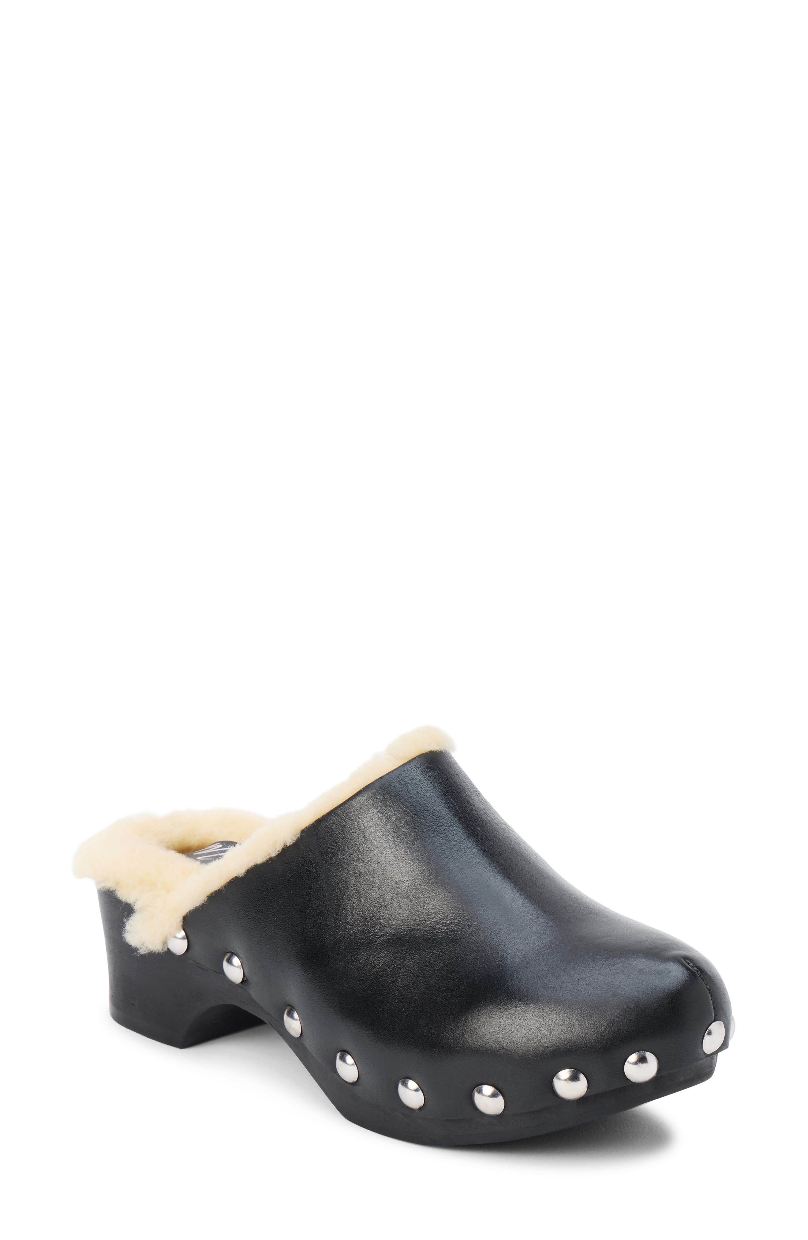 Matisse Mayfair Faux Shearling Lined Clog, Main, color, Black