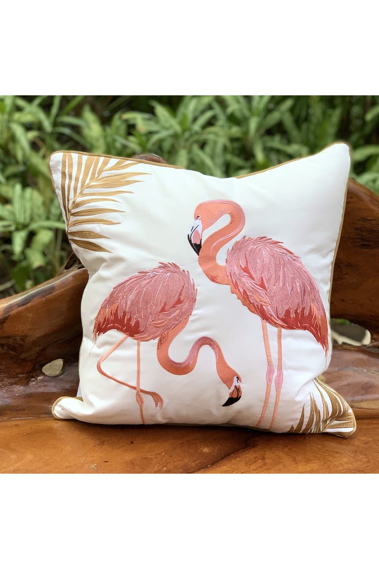 Flamingo Fancy Indoor/Outdoor Accent Throw Pillow Decor, Alternate, color, Pink