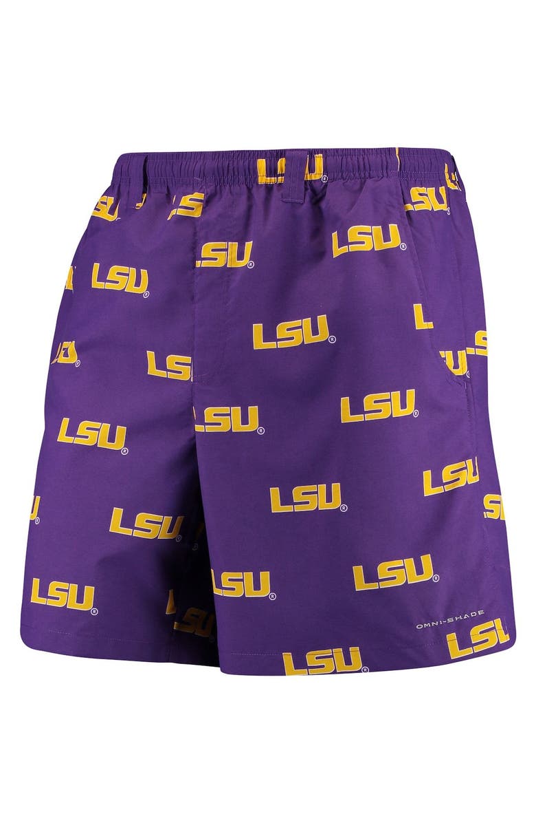 Columbia Men's Columbia PFG Purple LSU Tigers Backcast II 8" Omni-Shade Hybrid Shorts, Alternate, color, Purple