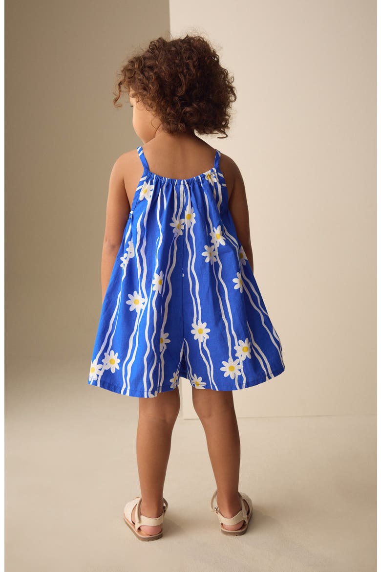 Kids' Daisy Print Cotton Romper, Alternate, color, BLUE