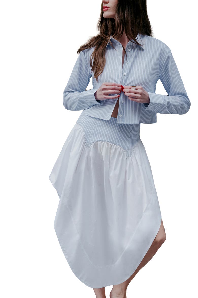 Poplin Garter Skirt, Main, color, East Hampton Stripe