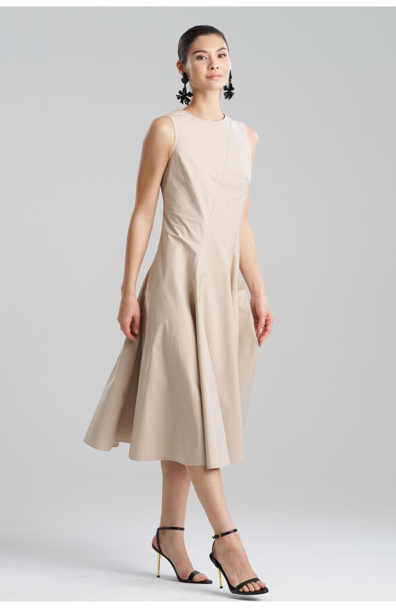 Natori TECH COTTON TAFFETA Asymmetrical Seam Dress, Main, color,