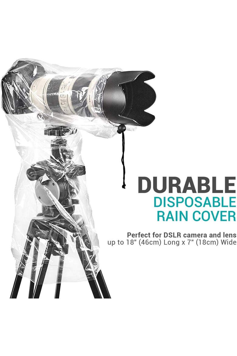 (5 Pack) RC1 Clear Rain Cover for DSLR Camera & Lens up to 18 Long, Alternate, color, Black