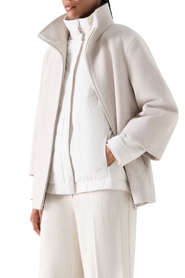 Two-in-One Wool Blend Herringbone Jacket, Alternate, color, WINTER WHITE-OAT