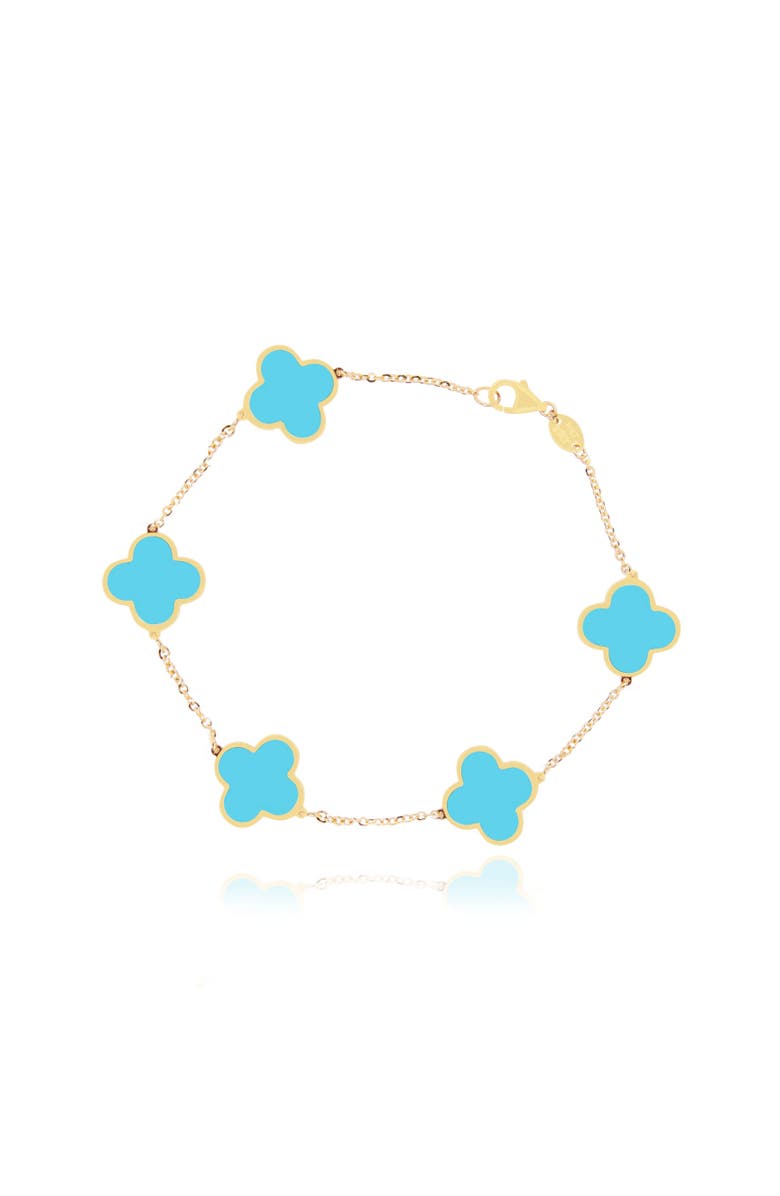 The Lovery Fine Jewelry Large Turquoise Clover Bracelet, Main, color, Turquoise