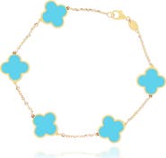 The Lovery Fine Jewelry Large Turquoise Clover Bracelet
