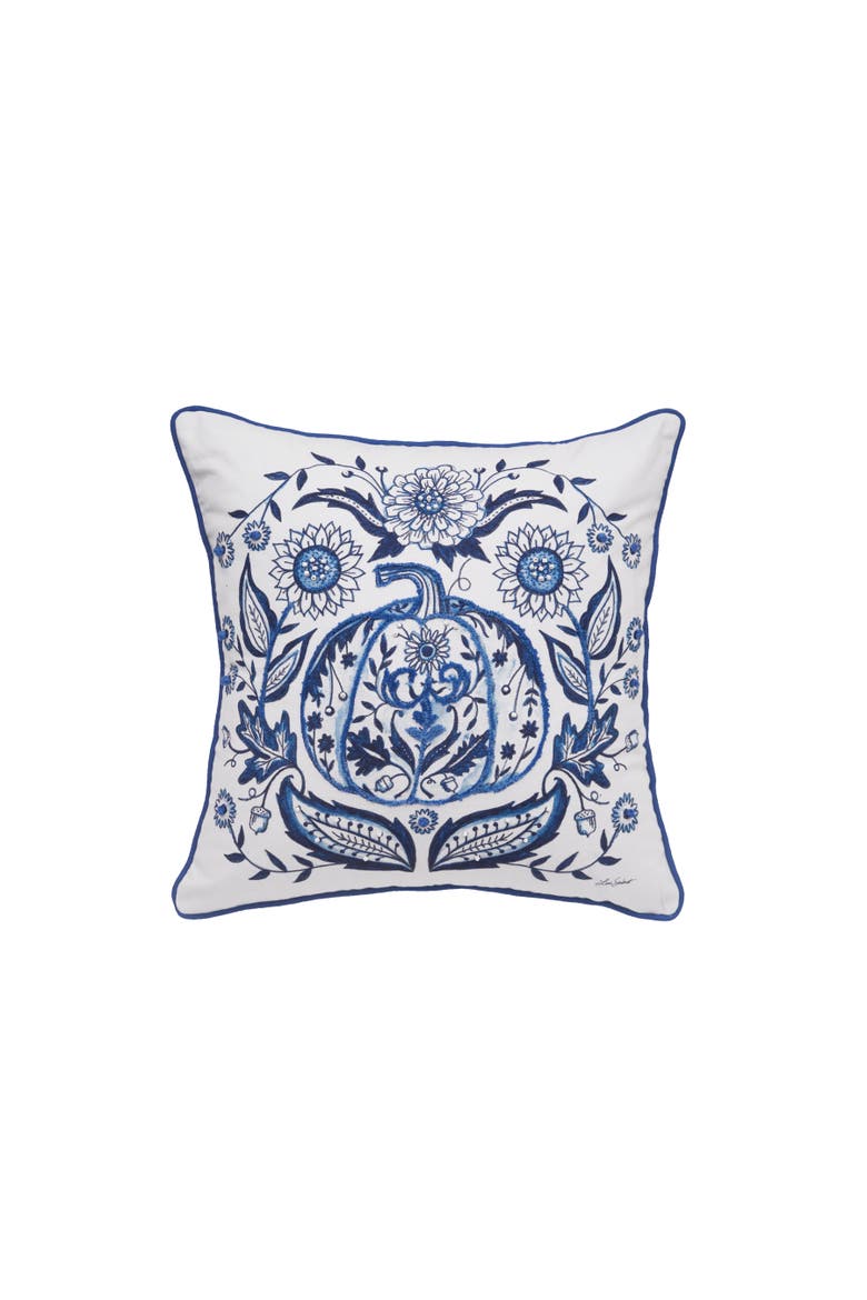 Blue Harvest Pumpkin Pillow, Main, color, Blue