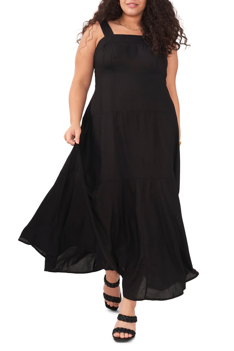 Sleeveless Tiered Maxi Dress, Main, color, RICH BLACK