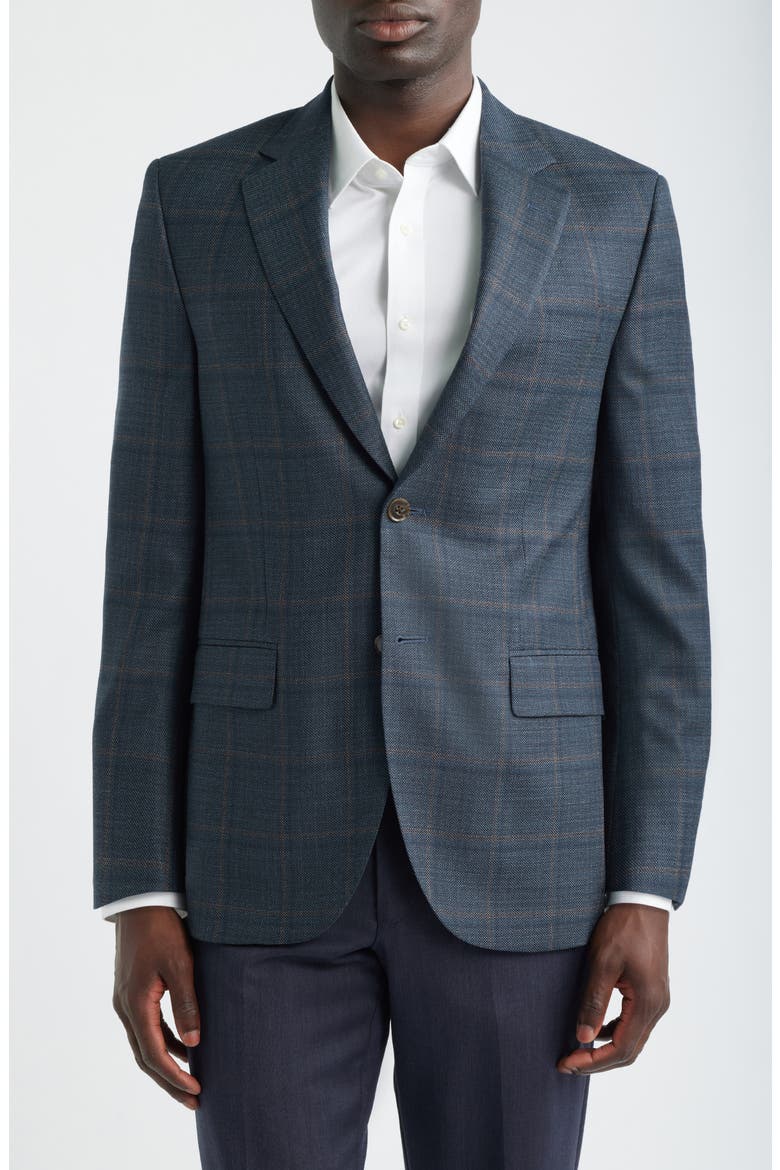 Flynn Classic Fit Green Plaid Wool Sport Coat, Main, color, GREEN