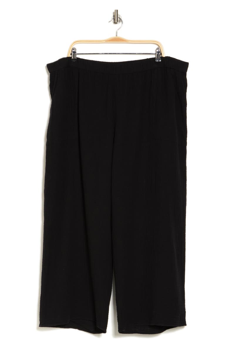 Gauze Wide Leg Pants, Main, color, BLACK