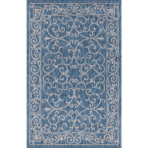Charleston Vintage Filigree Textured Weave Indoor/Outdoor Area Rug