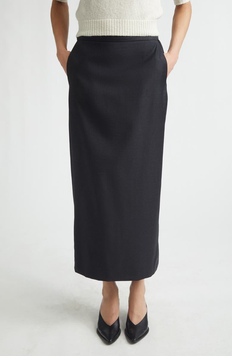 LOULOU DE SAISON Cara Super 120s Wool Pencil Skirt, Main, color, Black Melange