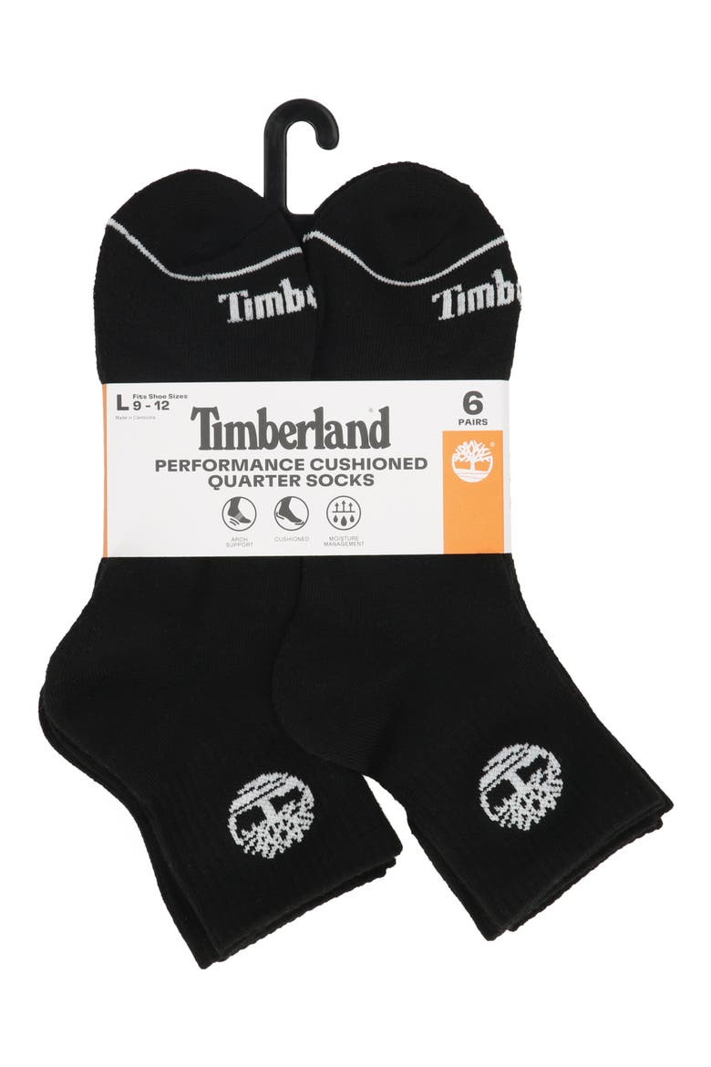 6-Pack Quarter Length Socks, Alternate, color, BLACK