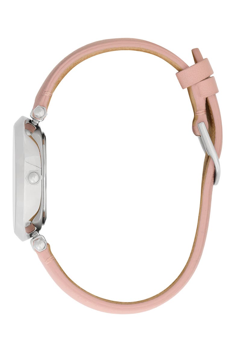 Signature Florals Leather Strap Watch, 34mm, Alternate, color, PINK