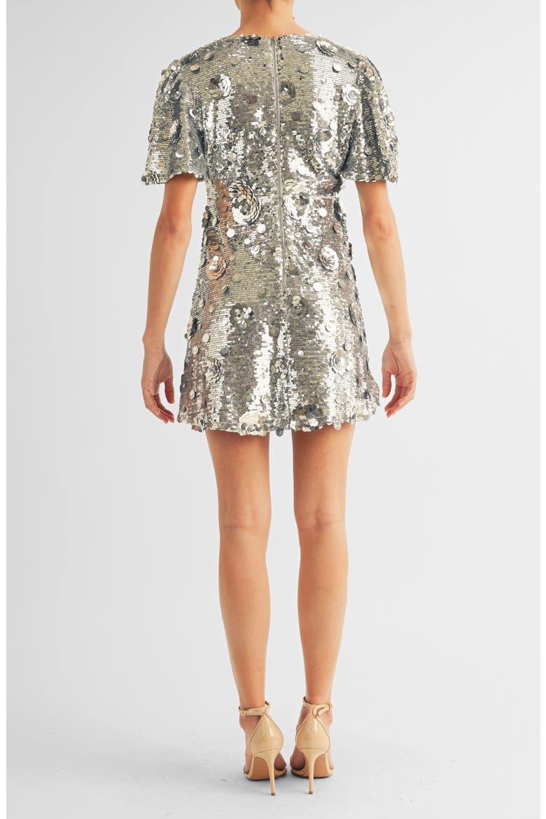 Luna Sequin Puff Sleeve Cocktail Minidress, Alternate, color, SILVER SEQUIN