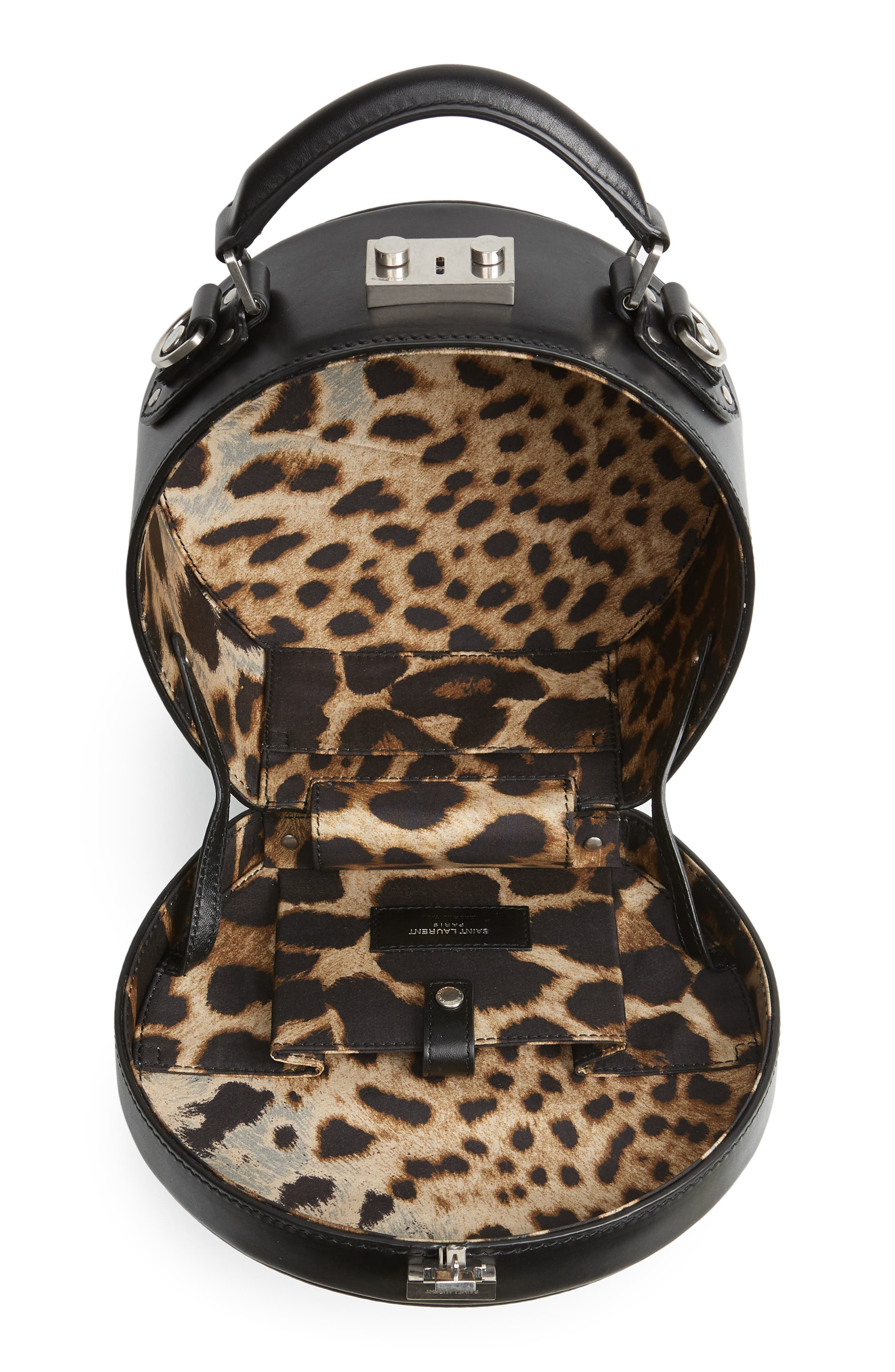 Saint Laurent Small Mica Leather Hat Box, Alternate, color, 