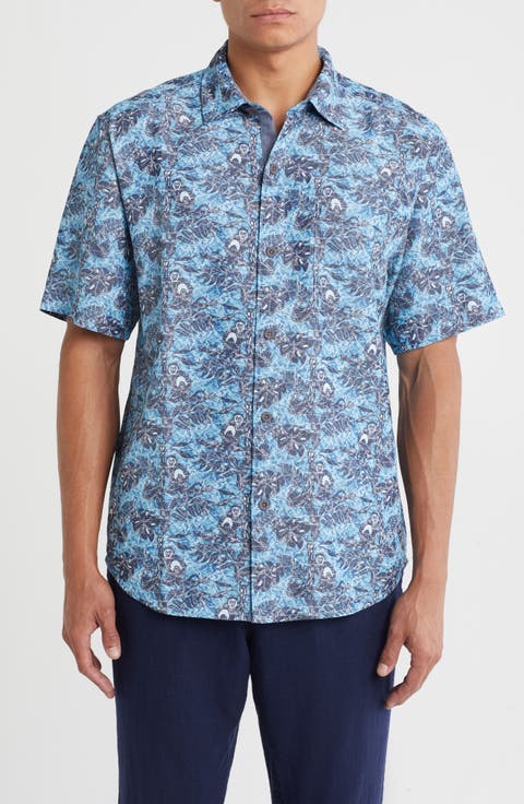 Coconut Point Capuchin Vines Short Sleeve Button-Up Shirt
