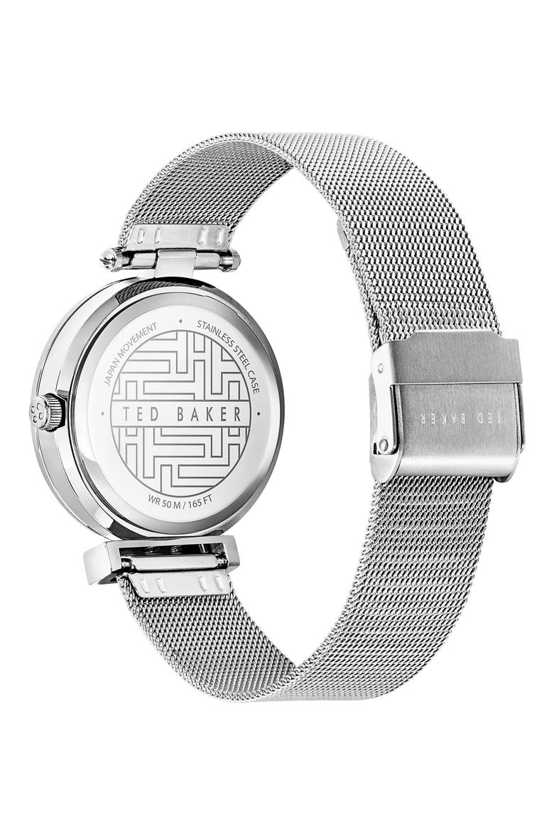 London Bow Mesh Strap Watch, 36mm, Alternate, color, SILVER
