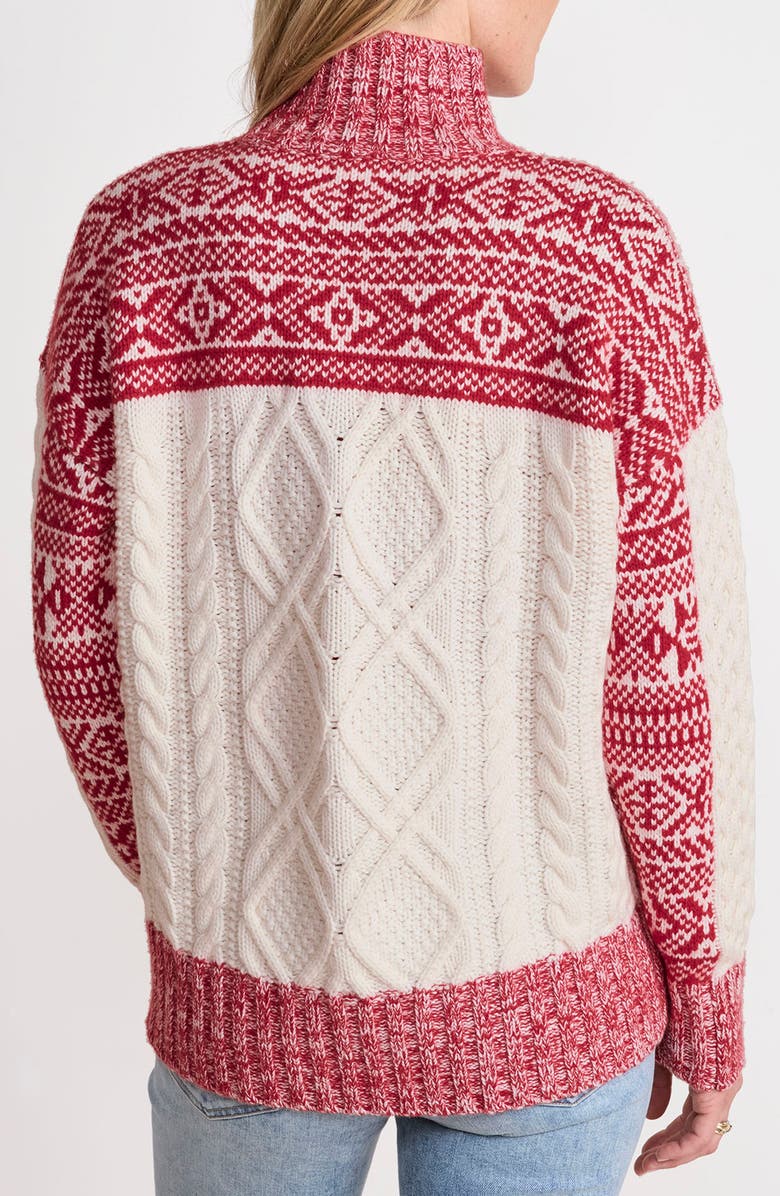 vineyard vines Fair Isle Mock Neck Merino Wool & Cashmere Blend Sweater, Alternate, color, Marshmallow