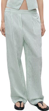 MANGO Stripe Low Rise Straight Leg Jeans