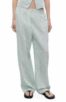 MANGO Stripe Low Rise Straight Leg Jeans