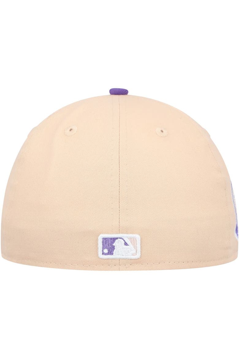 Men's New Era Peach/Purple New York Yankees Subway Series Side Patch 59FIFTY Fitted Hat, Alternate, color, Orange