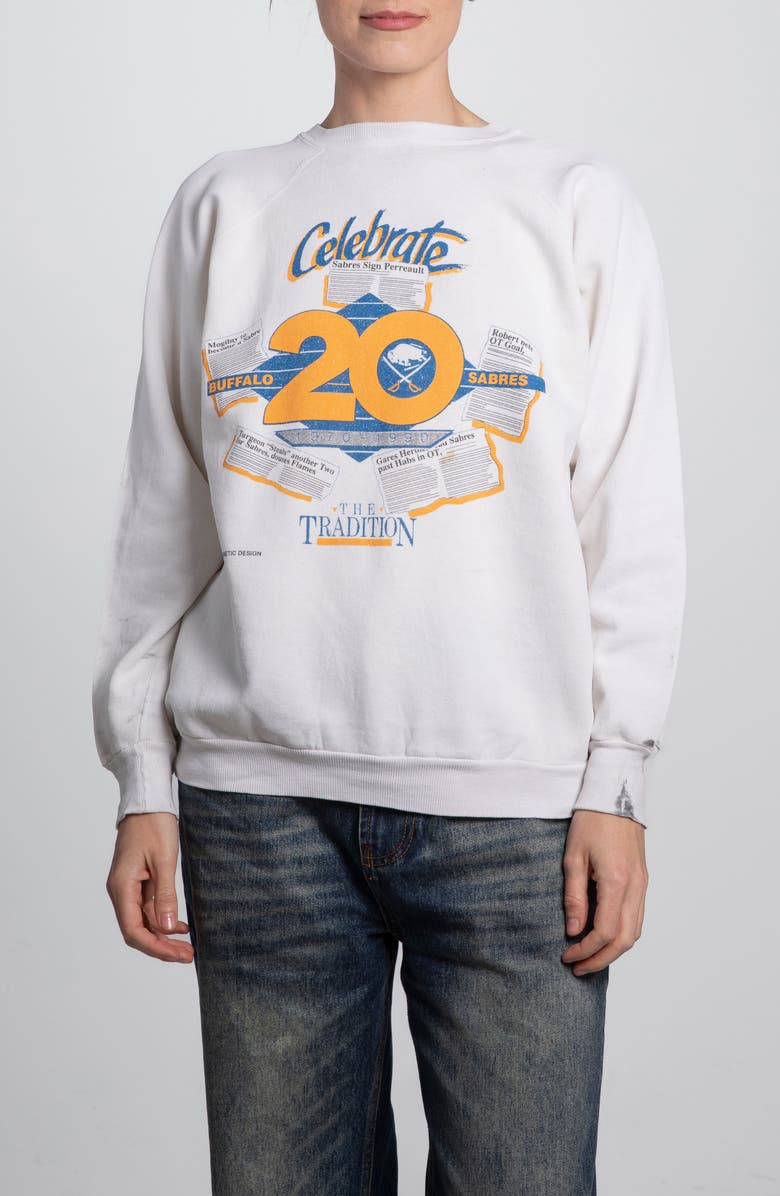 Elwood Vintage '89 Buffalo Sabres Sweatshirt, Main, color, White