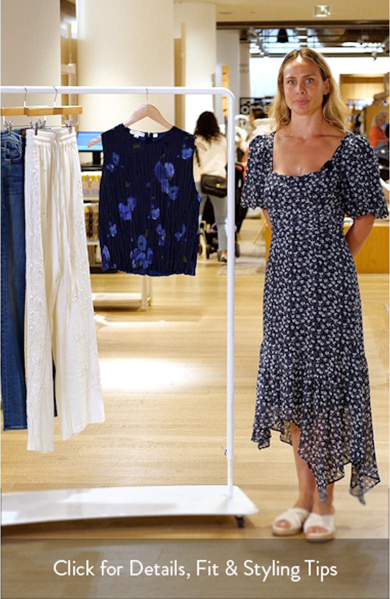 Poppy Blur Crushed Pleated Sleeveless Top, sales video thumbnail