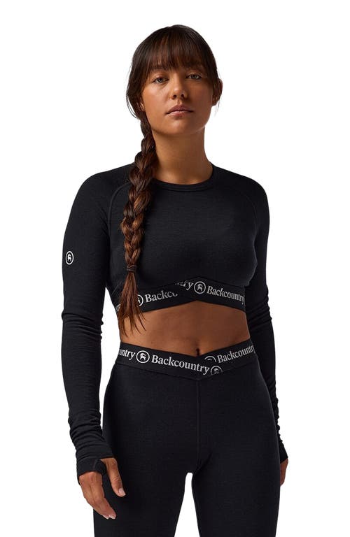 Backcountry Cedars Rws Merino Lt-wt Baselayer Cropped Crew Top In Black