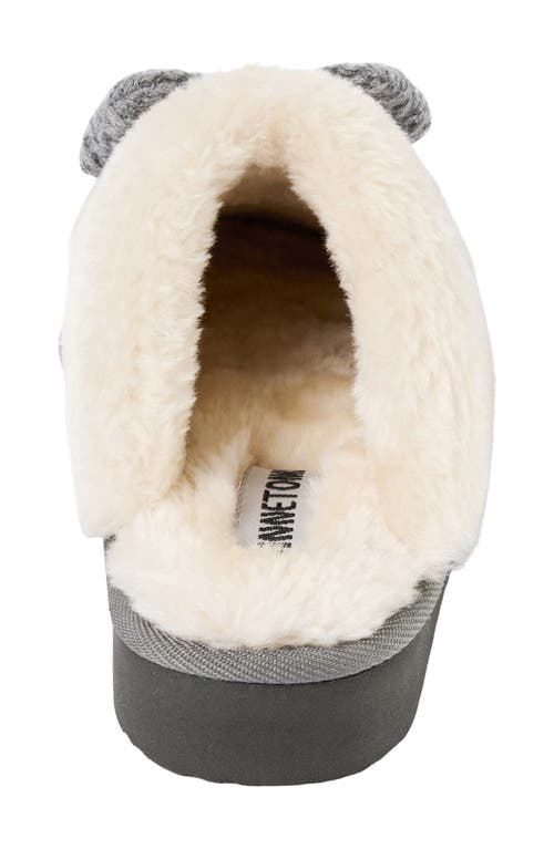 Minnetonka Bowelle Faux Fur Scuff Slipper In Gray