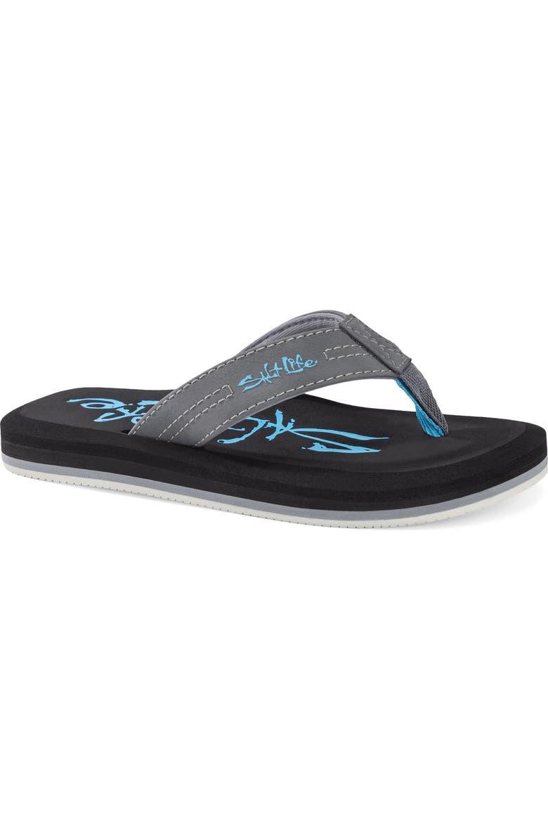 Salt Life Kids' The Skiff Flip Flop, Main, color, Charcoal
