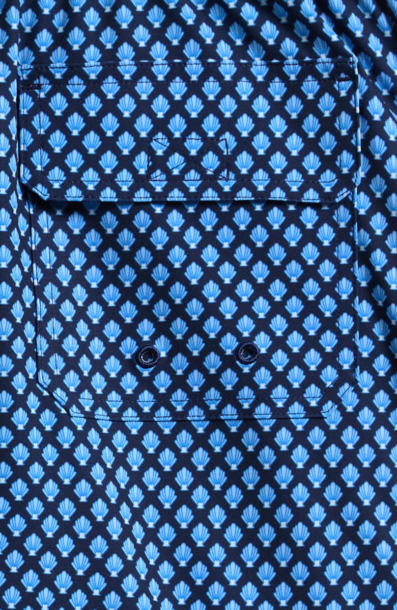 vineyard vines Kids' Chappy Beach Print Swim Trunks, Alternate, color, Shells Navy