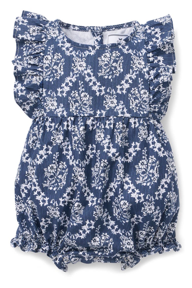 Kids' Ruffled Twill Romper, Main, color, NAVY