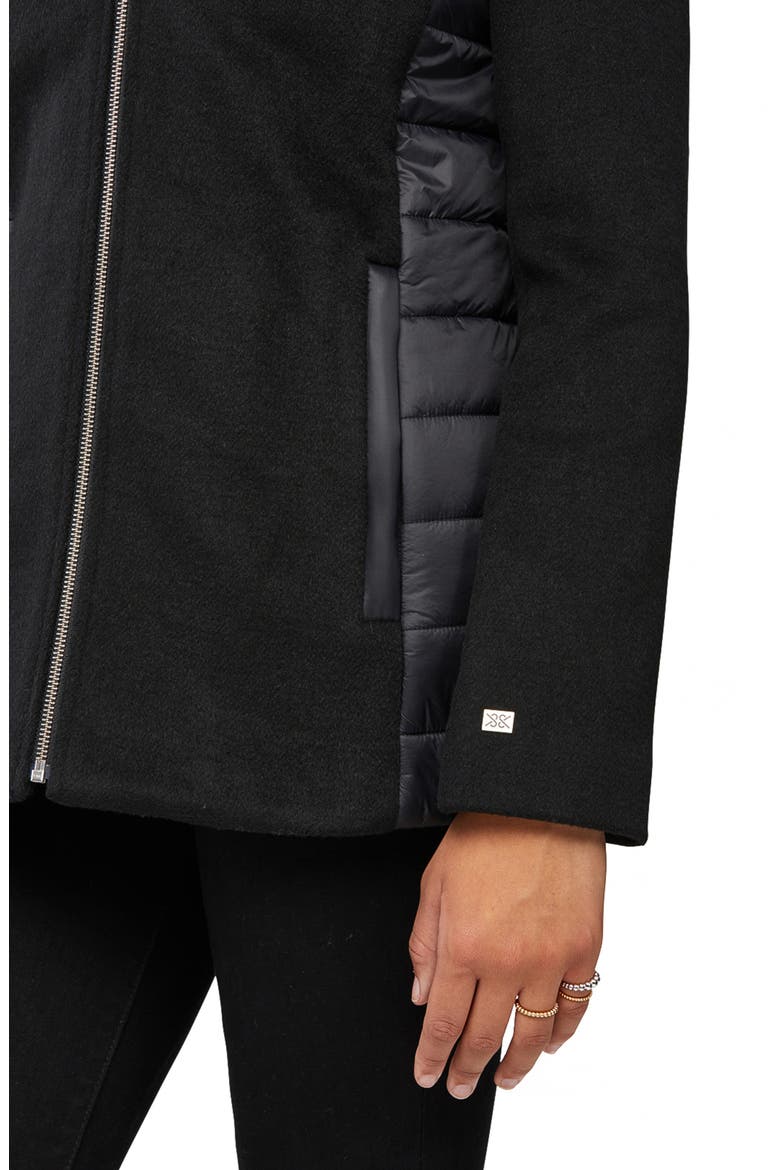 Viviana Mix Media Hooded Wool Blend Jacket, Alternate, color, BLACK