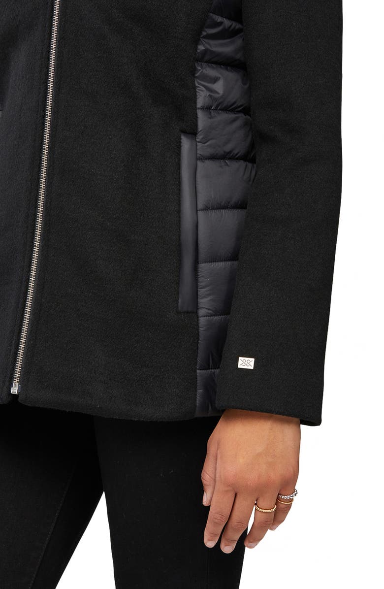 Soia & Kyo Viviana Mix Media Hooded Wool Blend Jacket, Alternate, color, 