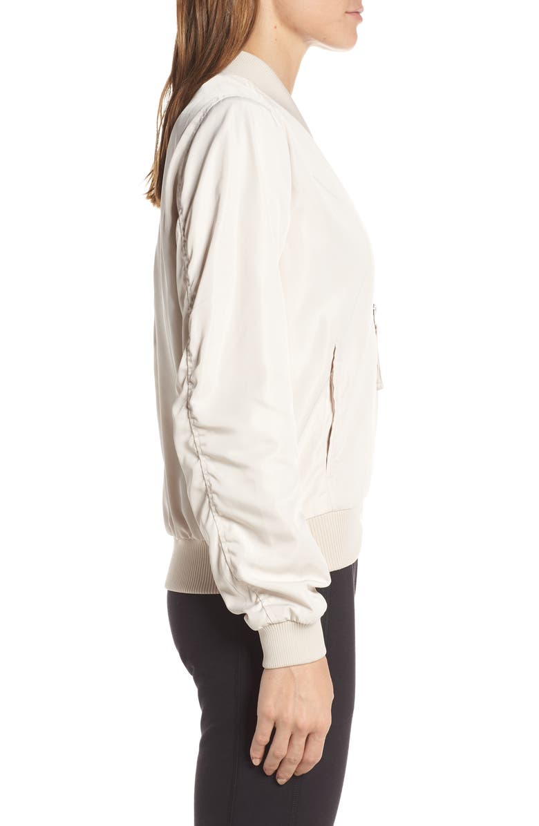 Zella Ella Satin Bomber Jacket, Alternate, color, 