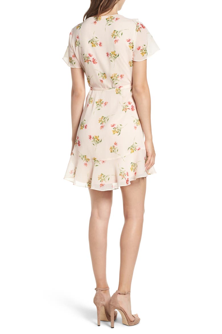 Colie Ruffle Wrap Dress, Alternate, color, PEACH FLORAL