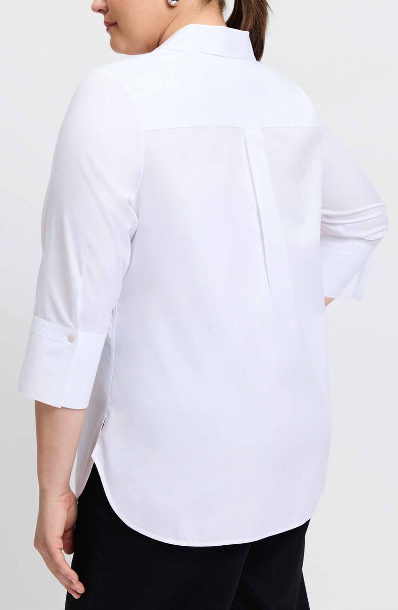Foxcroft Madison Non-Iron Three-Quarter Sleeve Cotton Button-Up Shirt, Alternate, color, White